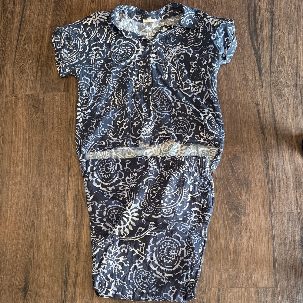 Christian Siriano Navy and White Patterned Two-Piece Set Size M